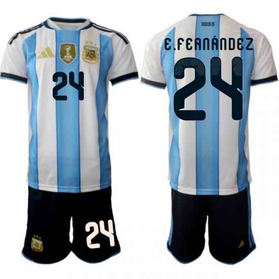Argentina 2026 FIFA World Cup Soccer Jersey White #24 E.FERNANDEZ